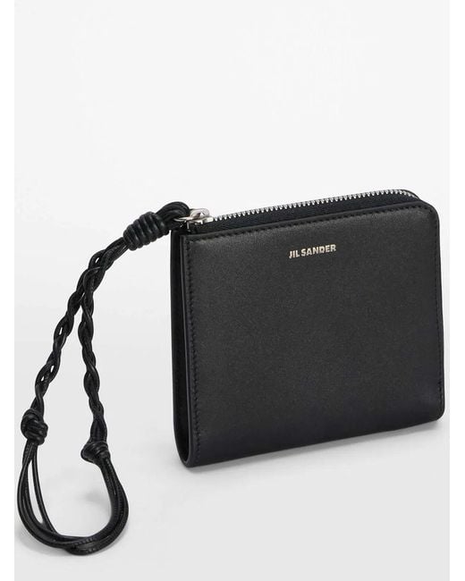 Jil Sander Black Leather Bill Wallets for men