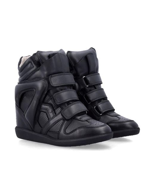 Isabel Marant Black Bekett Leather Wedge Sneakers