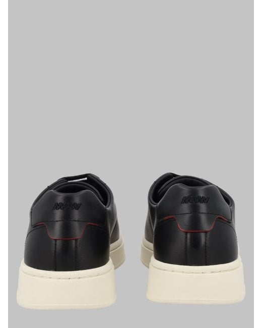 HUGO Black Leather Low-Top Sneakers for men