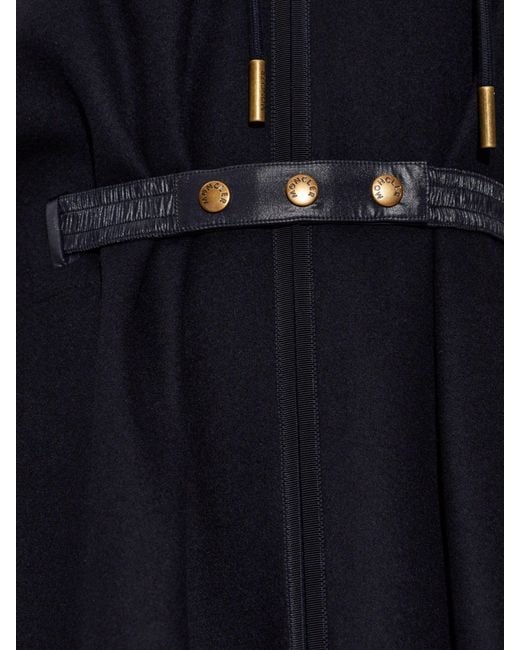 Moncler Blue Hooded Cape Jacket With Zipper