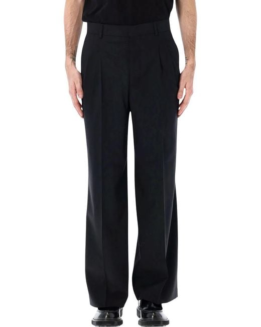 AMI Black Double Pleat Trousers for men