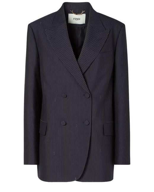 Fendi Blue Wool Blazer
