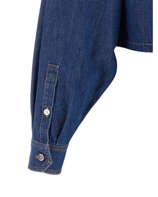 Versace Blue Cropped Shirt