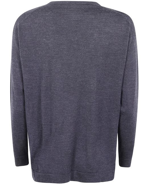 Drumohr Blue Long Sleeve V-Neck Extrafine Sweater