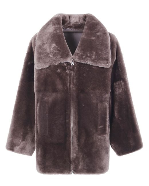 Blancha Purple Straight Merino Shearling Jacket