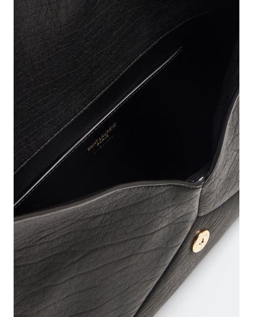Saint Laurent Black Cassandre Large Envelope Pouch
