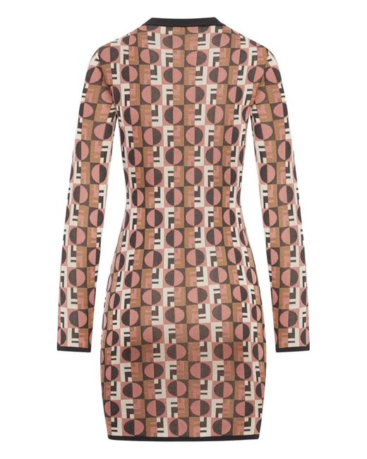 Fendi Pink Viscose Jacquard Dress