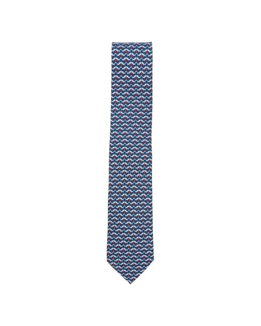 Ferragamo Blue Patterned Silk Tie for men