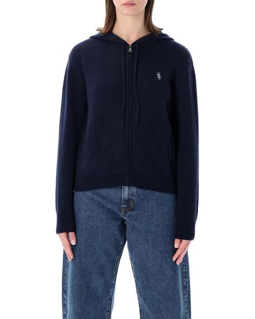 Sporty & Rich Blue Sporty & Rich Sporty&Rich Cashmere Zip Hoodie
