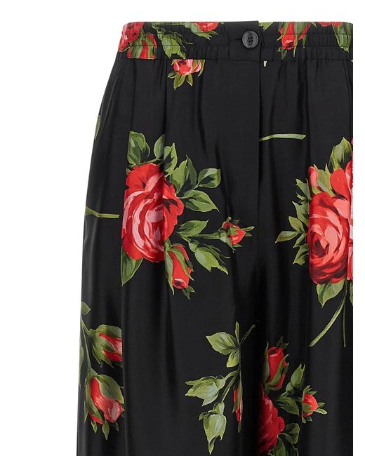 Dolce & Gabbana Black Dolce & Gabbana 'Bouquet Rose' Pants