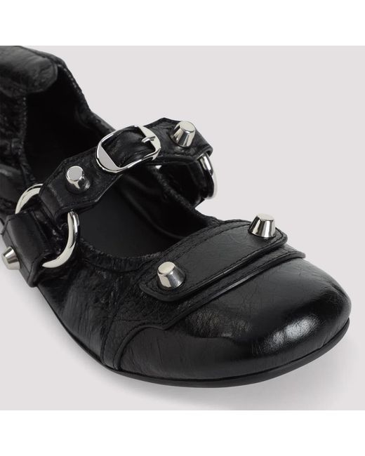 Balenciaga Black City Leather Ballet Flats