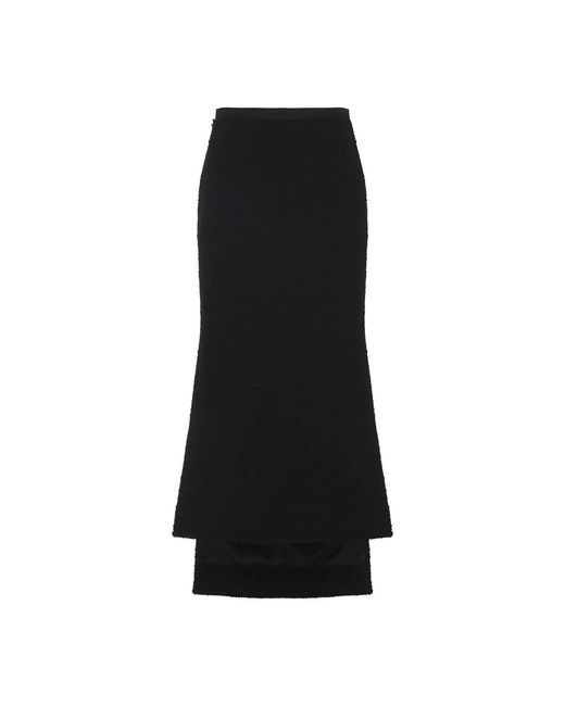 Lanvin Black Asymmetric Straight-Fit Virgin Wool Skirt