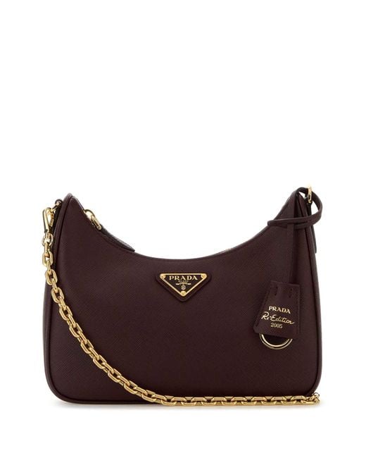 Prada Purple Burgundy Leather Re-Edition 2005 Shoulder Bag