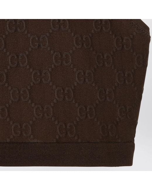 Gucci Brown Gg Jacquard Jersey Top