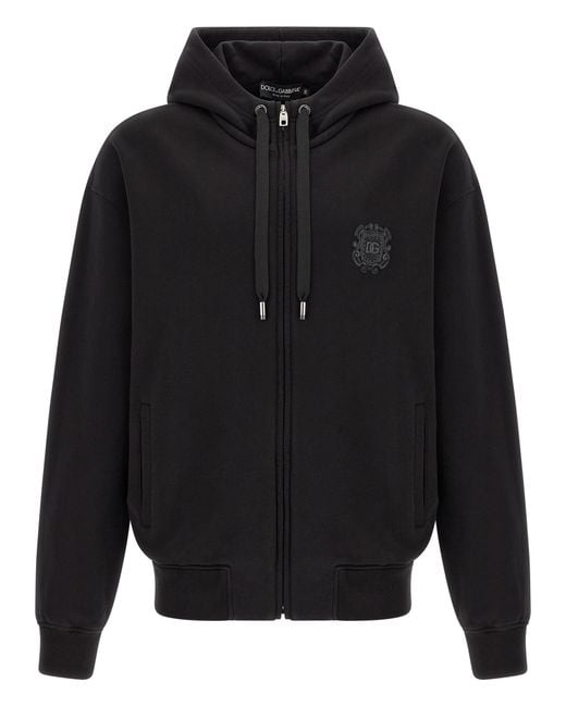 Dolce & Gabbana Black Coat Of Arms Logo Hoodie for men
