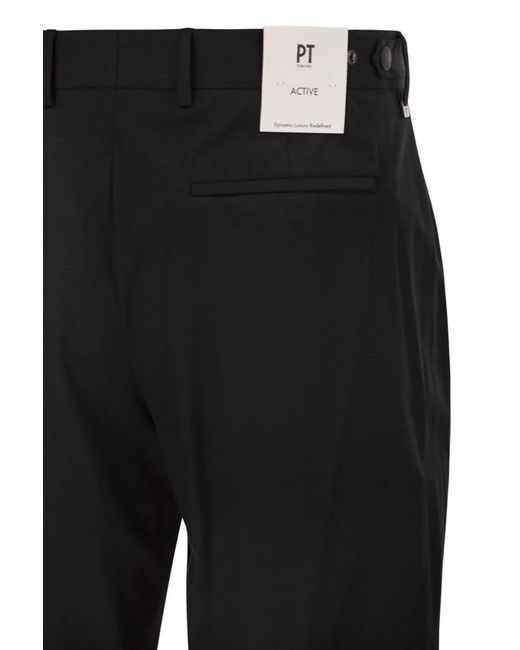 PT Torino Black Active Stretch Technical Cotton Trousers for men