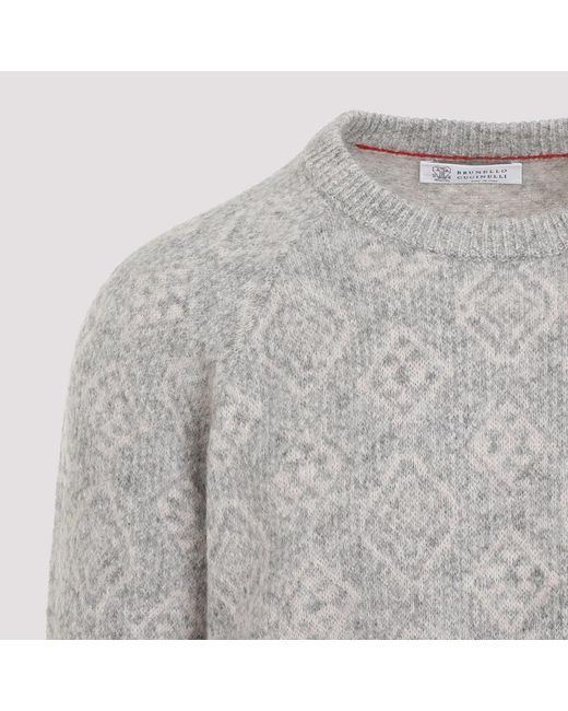 Brunello Cucinelli Gray Roundneck Sweater for men