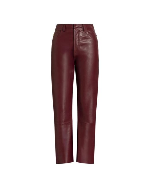 Alberta Ferretti Red Faux Leather Trousers