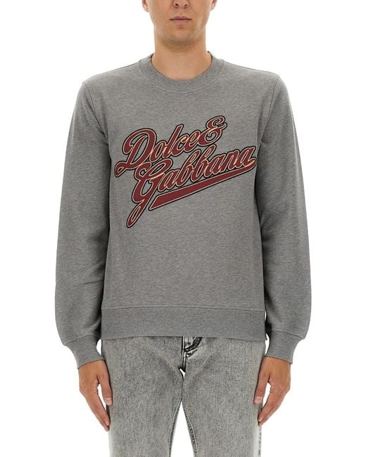 Dolce & Gabbana Gray Dolce & Gabbana Jersey With Embroidery for men