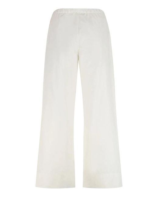 Max Mara White S Max Mara Argento Poplin Cotton Trousers