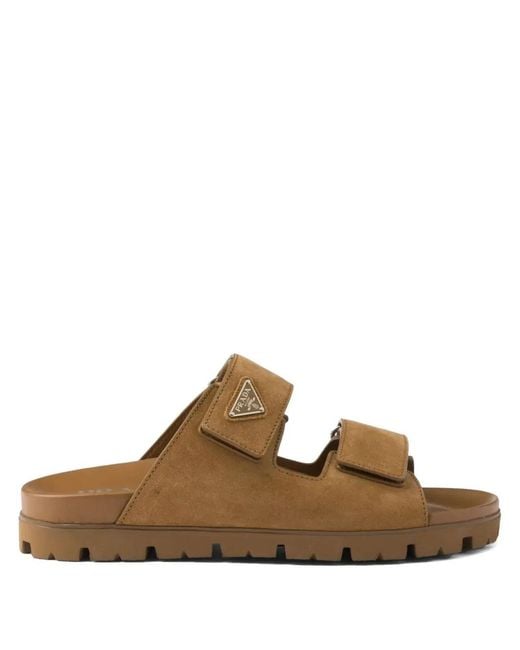 Prada Brown Suede Sandals for men