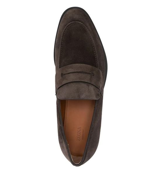 Zegna Brown New Classic Flex Loafers for men