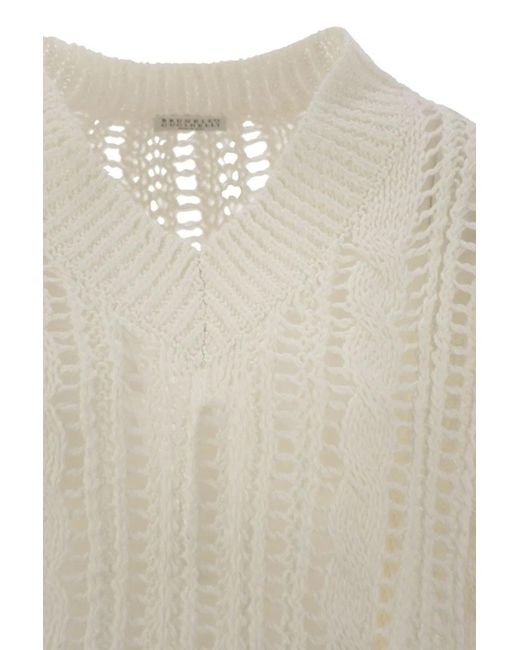 Brunello Cucinelli Natural Cable & Mesh Jute And Cotton Jersey