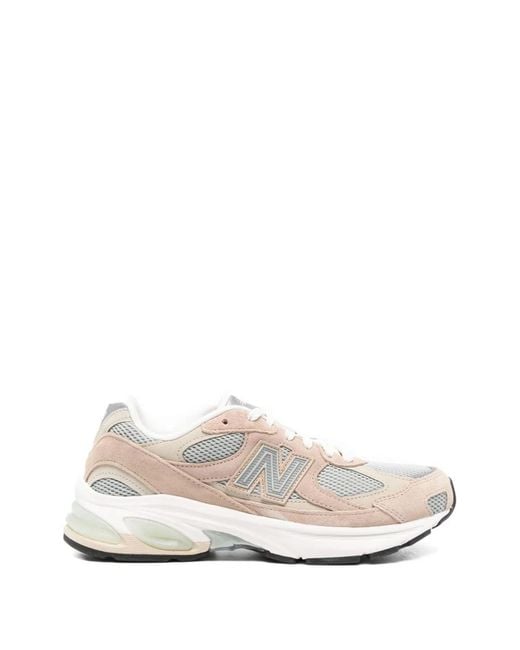 New Balance White Leather Synthetic Mesh Sneakers