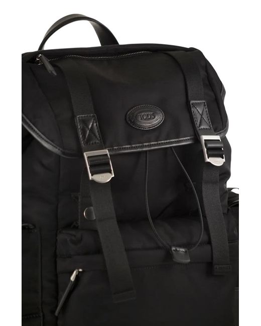 Tod's Black Medium Fabric And Leather Backpack for men
