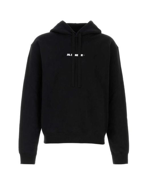 Jil Sander Black Logo Cotton Hoodie for men