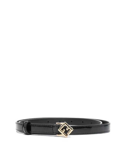 Fendi White Ff Diamonds Patent Leather Belt