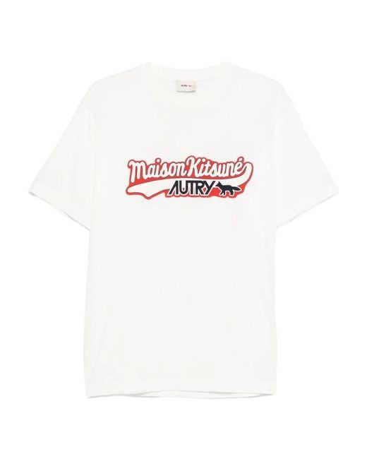 Autry X Maison Kitsune White Tshirt With Logo