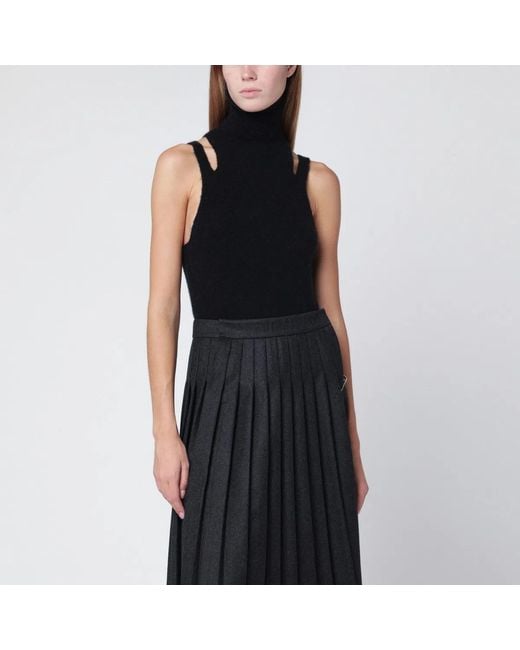 Roberto Collina Black Cashmere Blend Turtleneck Top