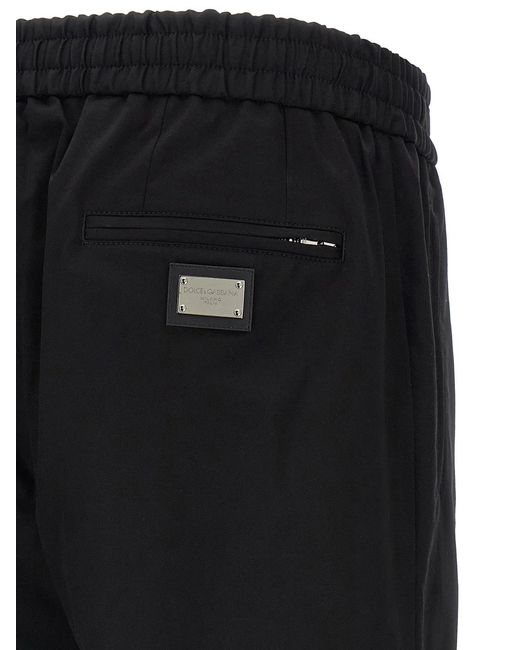 Dolce & Gabbana Black Dolce & Gabbana Logo Plaque Pants for men