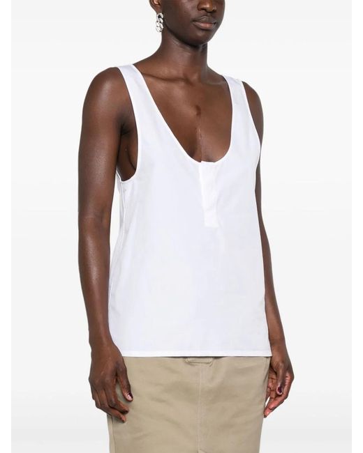 Saint Laurent White Cotton Poplin Top