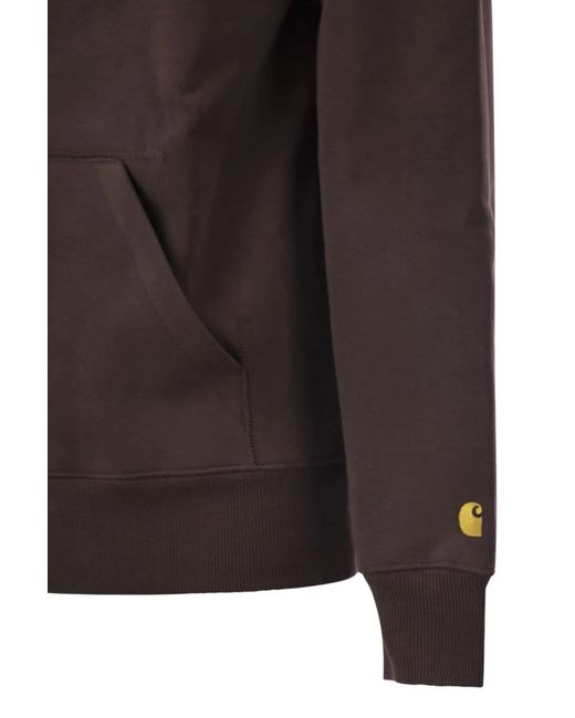 Carhartt Brown Hoodie With Embroidered Logo
