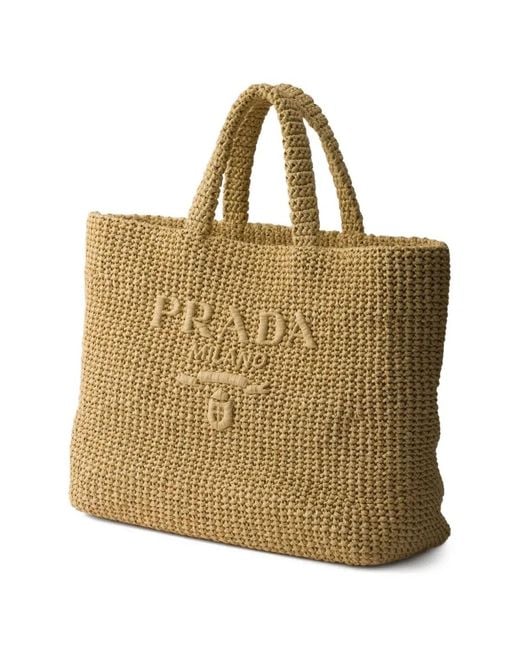 Prada Natural Raffia Shopping Bag