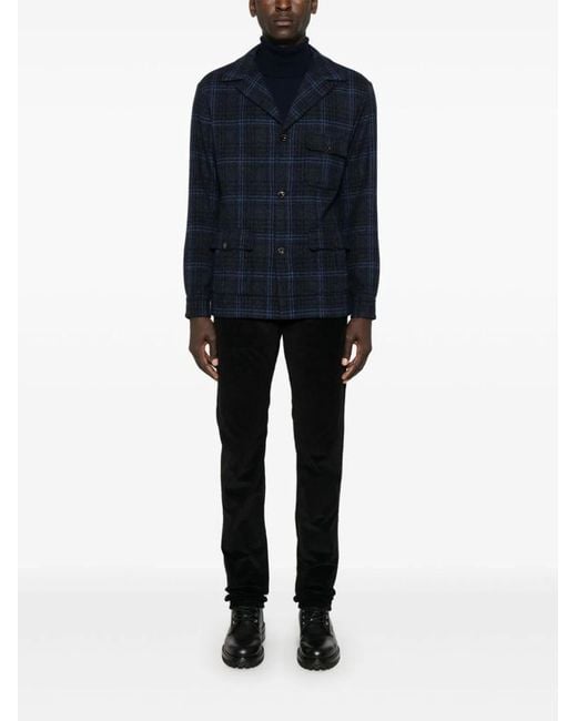 Finamore 1925 Blue Wool Single-Breasted Jacket for men