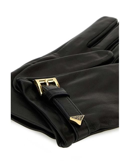Prada Black Nappa Leather Gloves