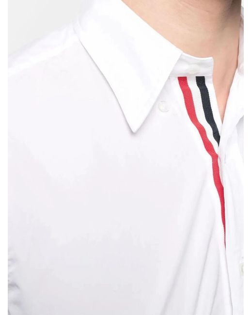 Thom Browne White Classic L/S Bd Pc Shirt W/ Cf Gg Placket for men