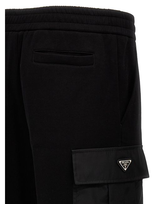 Prada Black Nylon Insert Cargo Joggers for men