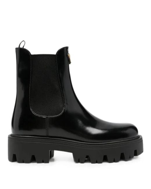 Prada Black Brushed Leather Booties