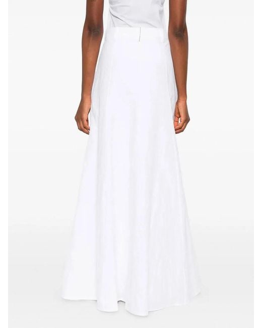 Brunello Cucinelli White Linen Cotton Skirt