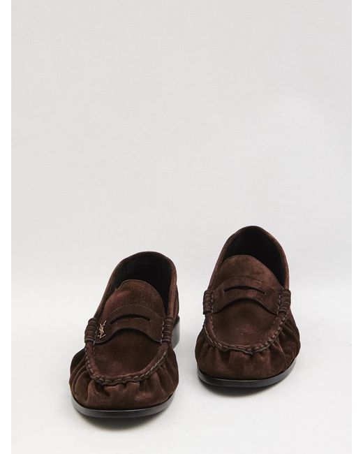 Saint Laurent White Testa Di Moro Suede Leather Le Loafer Loafers