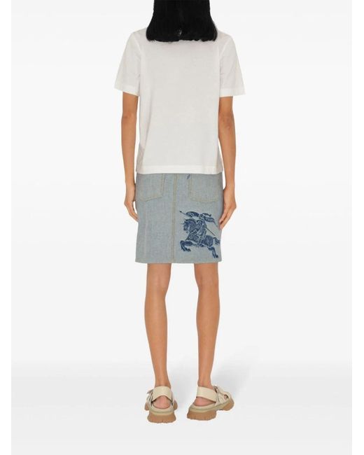 Burberry White Equestrian Knight Crewneck T-Shirt