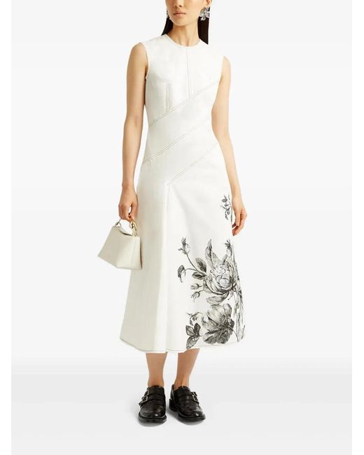 Erdem White Vestido Sin Mangas Flores