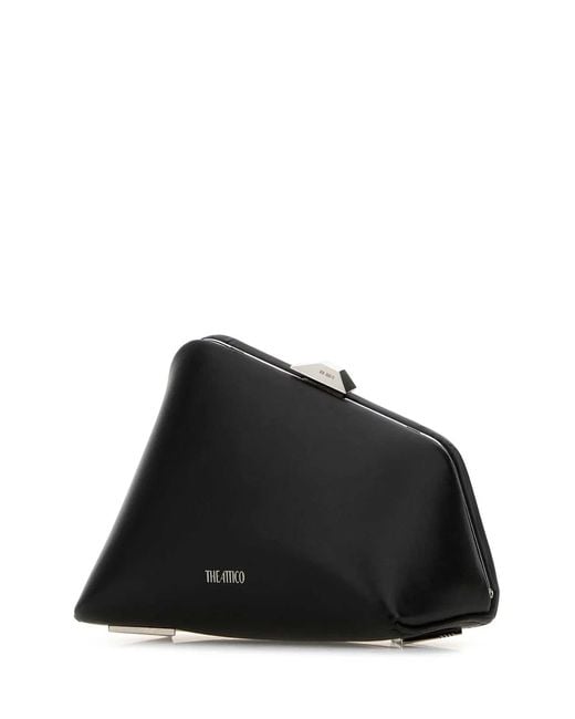 The Attico Black Leather Midnight Clutch