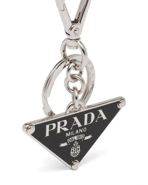 Prada White Metal Key Ring for men