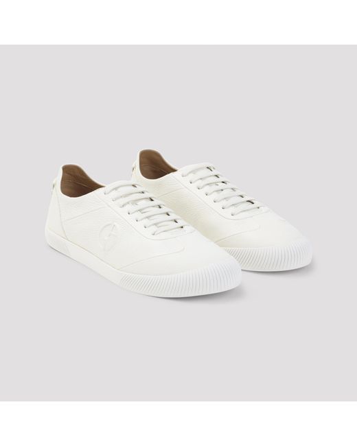 Giorgio Armani White Off Leather Sneakers for men
