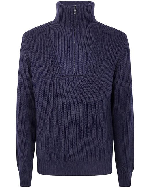 FILIPPO DE LAURENTIIS Blue Half Zip Sweater for men